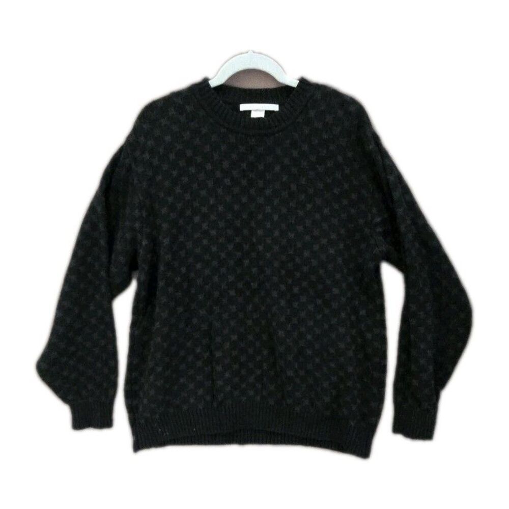 Perry Ellis Sweater Mens Large Black Pattern Cotton Pullover Long Sleeve Knit